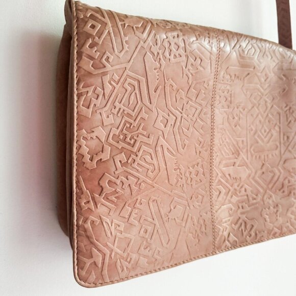 Leather Hand tooled Made in India Travel Crossbody Bag - Picture 10 of 10